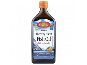 Норвезький риб'ячий жир, смак апельсина, 1600 мг, Norwegian Finest Fish Oil, Carlson, 500 мл