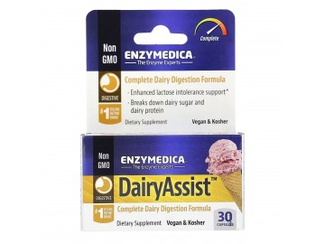 Ферменти для перетравлення лактози, Dairy Assist, Enzymedica, 30 капсул