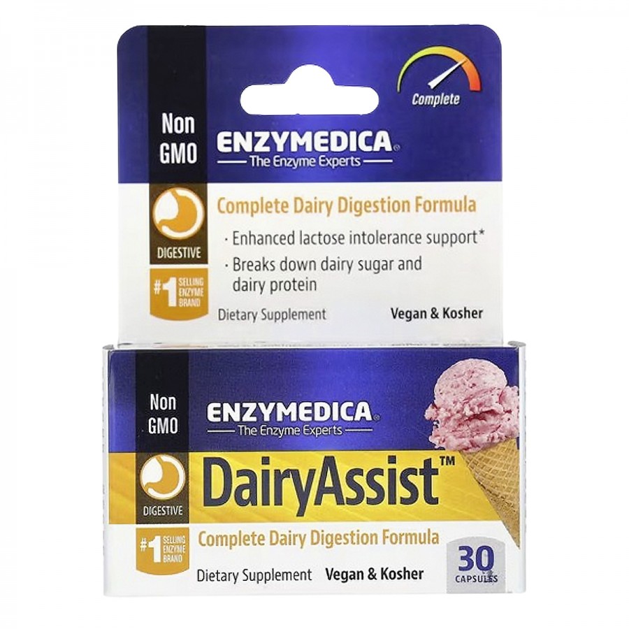 Ферменти для перетравлення лактози, Dairy Assist, Enzymedica, 30 капсул