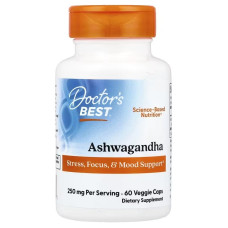Ашваганда, Ashwagandha, Doctor's Best, 60 вегетаріанських капсул