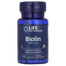 Биотин, 600 мкг, Biotin, Life Extension, 100 капсул