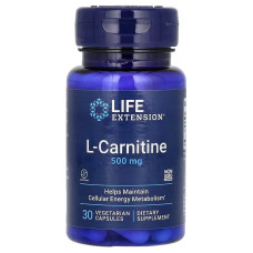 L-Карнитин, 500 мг, L-Carnitine, Life Extension, 30 вегетаріанських капсул
