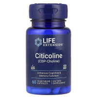 Цитиколин, 500 мг порції, Citicoline (CDP Choline), Life Extension, 60 вегетаріанських капсул