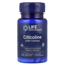 Цитиколин, 500 мг порції, Citicoline (CDP Choline), Life Extension, 60 вегетаріанських капсул