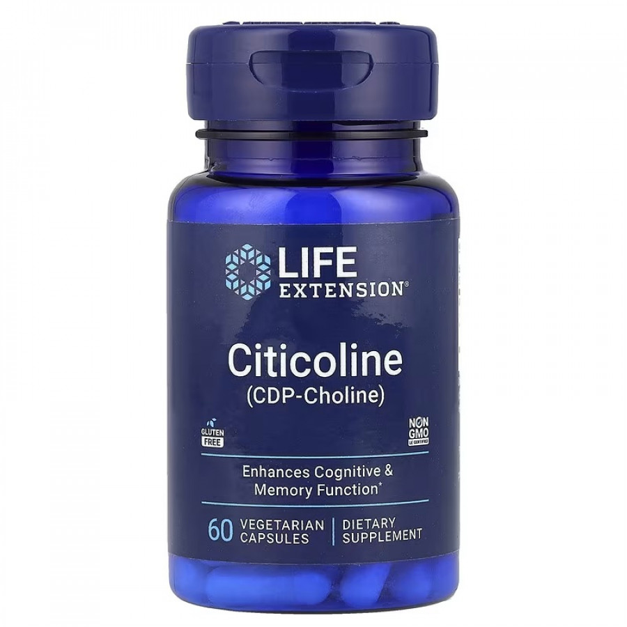 Цитиколін, 500 мг порції, Citicoline (CDP Choline), Life Extension, 60 вегетаріанських капсул