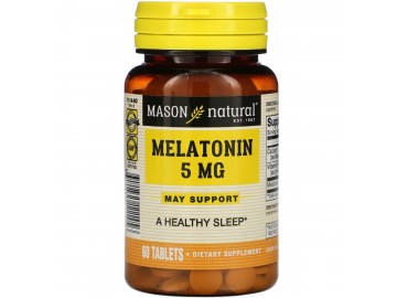 Мелатонін 5 мг, Melatonin, Mason Natural, 60 таблеток