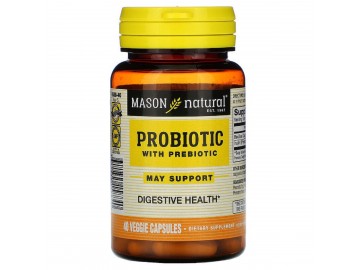 Пробіотик з пребіотиком, Probiotic with Prebiotic, Mason Natural, 40 вегетаріанських капсул