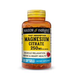 Магний цитрат, 250 мг, Magnesium Citrate, Mason Natural, 60 гелевых капсул