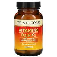 Витамины D3 и K2, 5000 МО, Vitamins D3 & K2, Dr. Mercola, 90 капсул