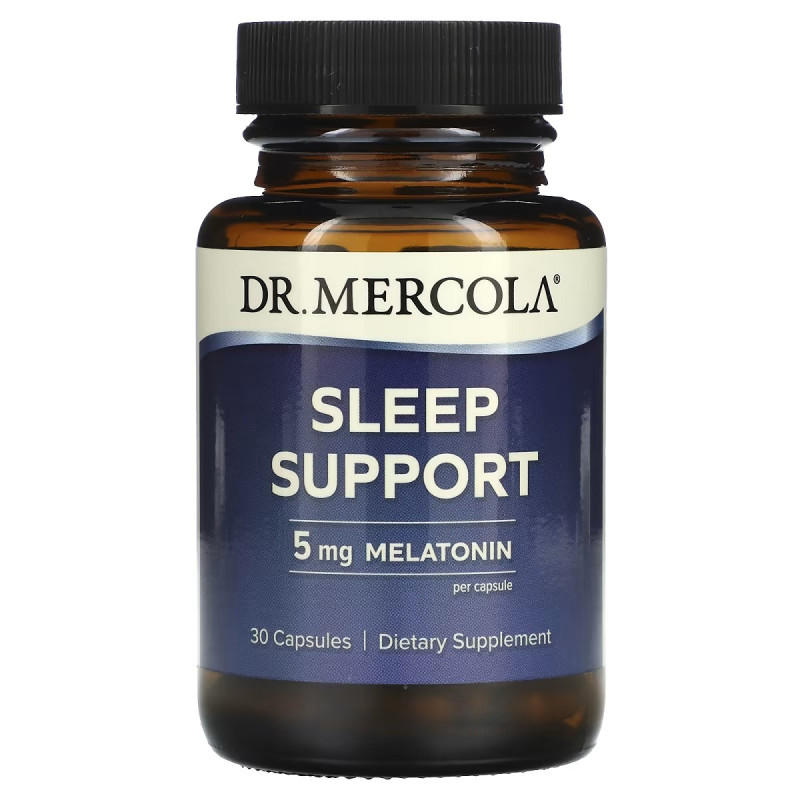 Поддержка сна с мелатонином, 5 мг, Sleep Support, Dr. Mercola, 30 капсул