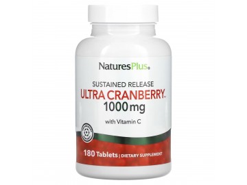 Ультра Журавлина 1000 мг, з уповільненим вивільненням, Ultra Cranberry, Natures Plus, 180 таблеток