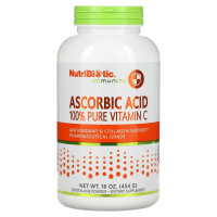 Аскорбиновая кислота в порошке, Витамин C, Ascorbic Acid, 100% чистый витамин C, NutriBiotic, 454 грамма