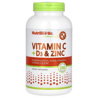 Витамин C, D3 и цинк, Immunity, Vitamin C, D3 & Zinc, NutriBiotic, 250 капсул