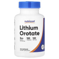 Літій оротат, 5 мг, Lithium Orotate, Nutricost, 120 капсул