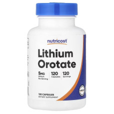 Літій оротат, 5 мг, Lithium Orotate, Nutricost, 120 капсул