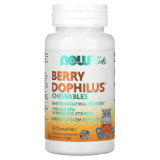 Пробиотики для детей, 2 млрд КОЕ, вкус ягод, Berry Dophilus, Now Foods, 60 жевательных таблеток