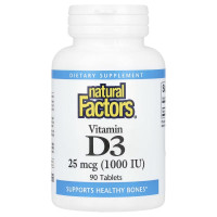 Вітамін D3, 1000 МО, Vitamin D3, Natural Factors, 90 таблеток
