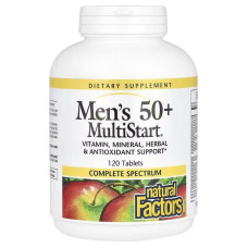 Мультивітаміни для чоловіків 50+, Men's 50+ MultiStart, Natural Factors, 120 таблеток