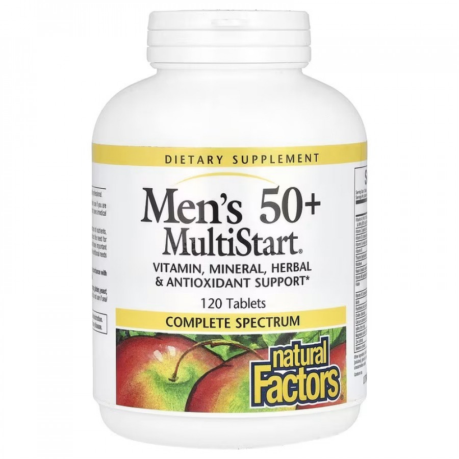 Мультивітаміни для чоловіків 50+, Men's 50+ MultiStart, Natural Factors, 120 таблеток