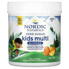 Мультивітаміни для дітей без цукру, смак апельсин та лимон, Zero Sugar Kids Multi Gummies, Ages 4+, Nordic Naturals, 120 жувальних таблеток