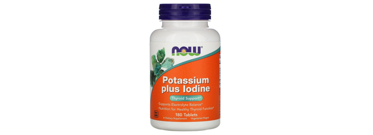 Калій плюс йод, Potassium Plus Iodine, Now Foods, 180 таблеток