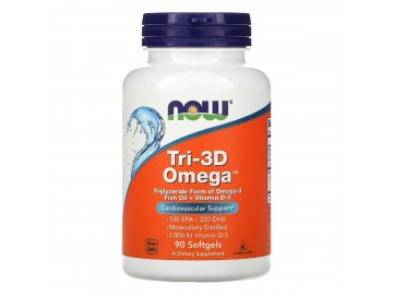 Риб'ячий жир + D3, Tri-3D Omega, Now Foods, 90 желатинових капсул