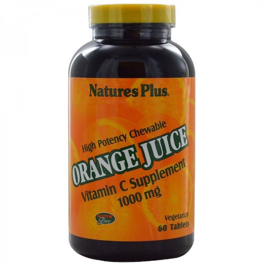 Вітамін С, Orange Juice Vitamin C, 1000 мг, Natures Plus, 60 жувальних таблеток