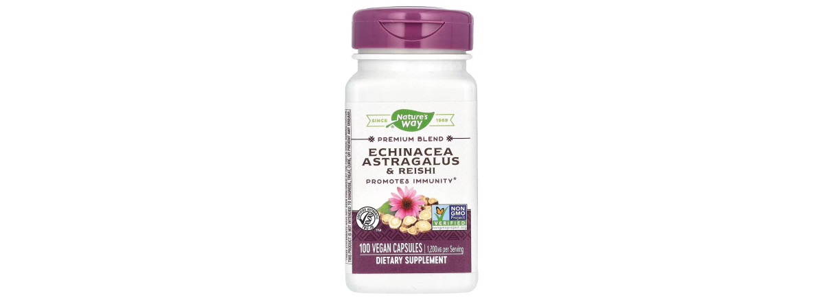 Ехінацея, астрагал та рейші, 1200 мг, Echinacea Astragalus&Reishi, Nature's Way, 100 вегетаріанських капсул