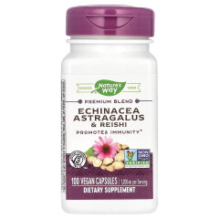 Эхинацея, астрагал и рейши, 1200 мг, Echinacea Astragalus&Reishi, Nature's Way, 100 вегетарианских капсул