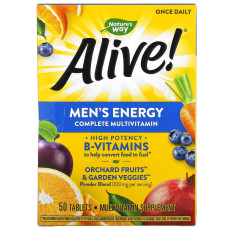 Мультивітамінний комплекс для чоловіків, Alive! Men's Energy Complete Multivitamin, Nature's Way, 50 таблеток