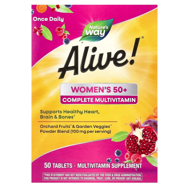 Мультивитамины полного комплекса для женщин 50+, Alive! Women's 50+ Complete Multivitamin, Nature's Way, 50 таблеток