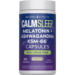 Мелатонін з ашвагандою, CALM Sleep Melatonin + Ashwagandha KSM-66, Natural Vitality, 60 капсул