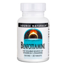 Бенфотіамін, 150 мг, Benfotiamine, Source Naturals, 30 таблеток