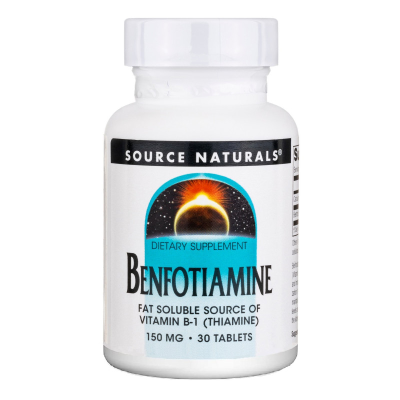 Бенфотіамін, 150 мг, Benfotiamine, Source Naturals, 30 таблеток