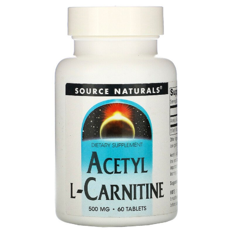 Ацетил-L-Карнитин 500 мг, Acetyl L-Carnitine, Source Naturals, 60 таблеток