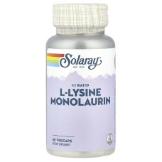 L-лизин і Монолаурін, L-Lysine Monolaurin 1:1 Ratio, Solaray, 60 вегетаріанських капсул