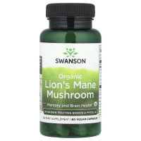 Їжовик гребінчастий, Organic Lion's Mane Mushroom, Swanson, 60 веганських капсул