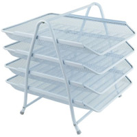 Лоток горизонтальный 4-в-1, метал, белый