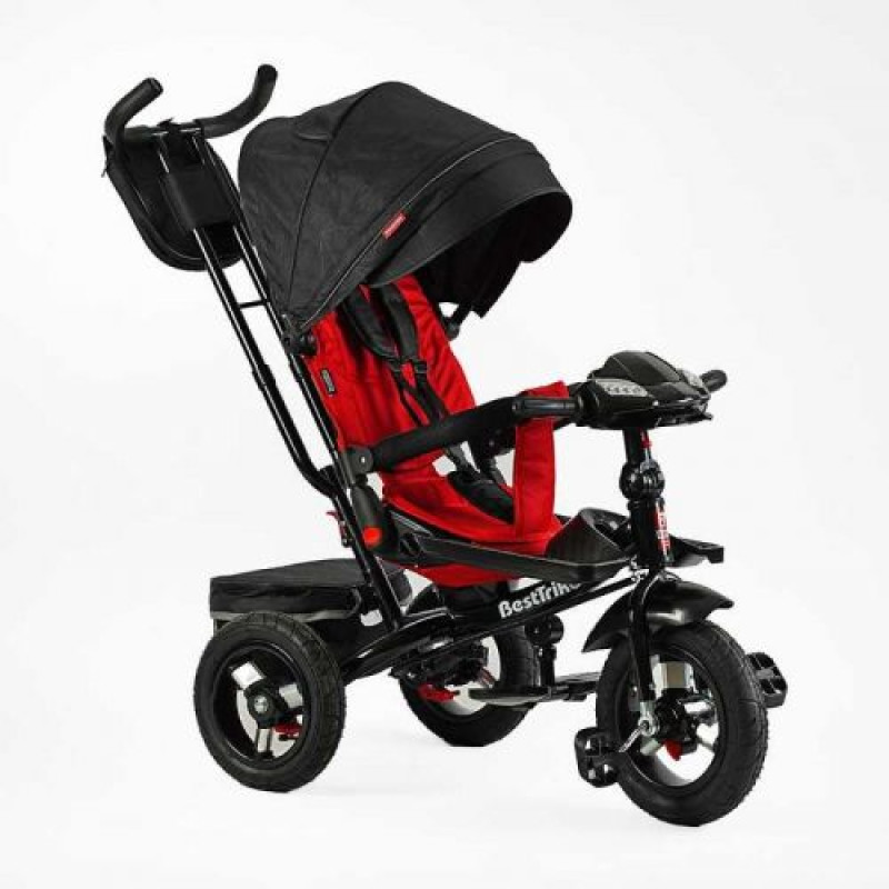 Велосипед-коляска Best Trike ПОВОРОТНОЕ СИДЕНИЕ, ФАРА МУЗЫКАЛЬНАЯ С USB,Bluetooth НАДУВНЫЕ КОЛЕСА, ПУЛЬТ ВКЛЮЧЕНИЯ СВЕТА И ЗВУКА