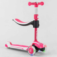 Самокат трехколесный "Best Scooter" (с сиденьем, алюминиевый руль, 3 колеса PU со светом, d=12 см)