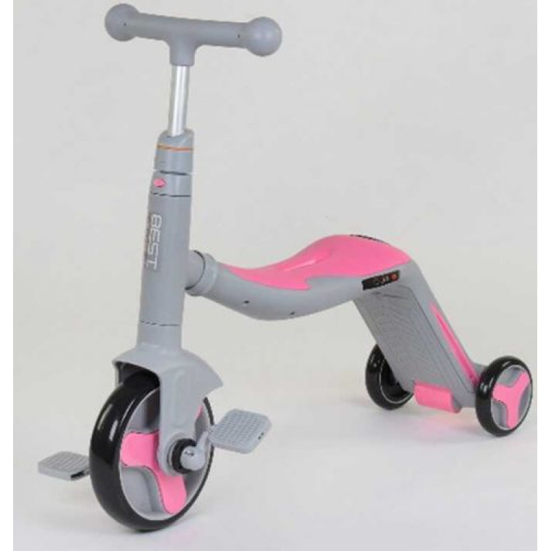 Самокат 3в1 (1) Best Scooter, самокат-велобег-велосипед, свет, 8 мелодий, колёса PU, переднее колесо d=20см, задние d=11см
