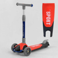 Самокат трехколесный F-44077 (6) Best Scooter, КРАСНЫЙ, складной алюминиевый руль, 3 колеса PU со светом, d=120*35мм