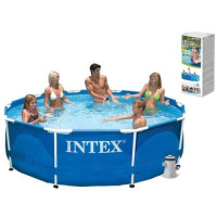 Intex Бассейн каркасный объем: 4485л, размер: 305х76см, фильтр-насос 1250л/ч, сеть 220-240В, возраст 6+ лет