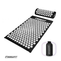 Массажный коврик Easyfit с подушкой (аппликатор Кузнецова) + чехол Черный с белым