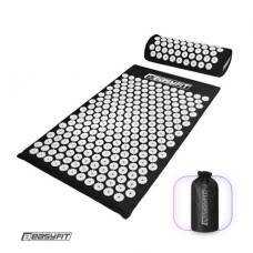 Массажный коврик Easyfit с подушкой (аппликатор Кузнецова) + чехол Черный с белым