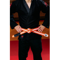 Помаранчево-білий пояс для джиу джитсу ТМ KINTAYO, 160 зріст