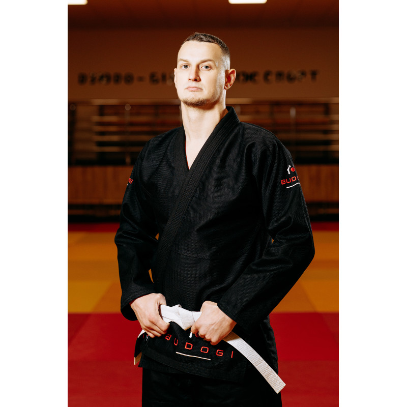 Чорне кімоно для хлопців/чоловіків, джиу-джитсу, TM BUDOGI, зріст 160 см, щільність 450 гр/м.кв.