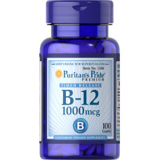 Вітамін В-12, Vitamin B-12, Puritan's Pride, 1000 мкг, 100 каплет із уповільненим вивільненням