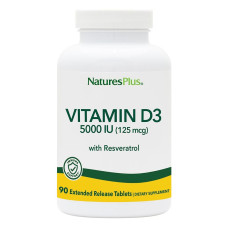 Вітамін D3 ультра, Ultra Vitamin D3, Nature's Plus, 125 мкг (5000 МО), 90 таблеток з розширеним вивільненням