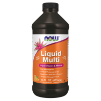 Мультивітаміни, Liquid Multi, Now Foods, рідкі, без заліза, тропічний апельсин, 473 мл
